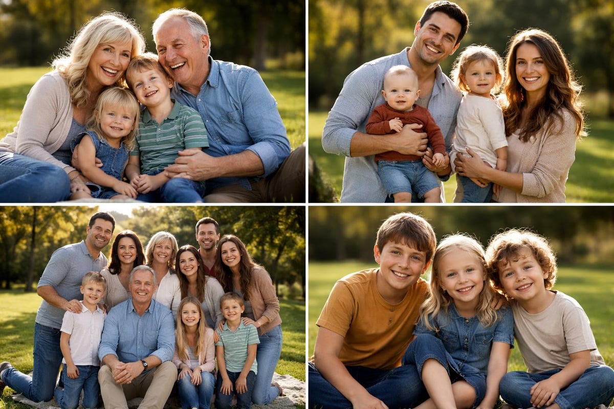 Multi-generational family photoshoot moments