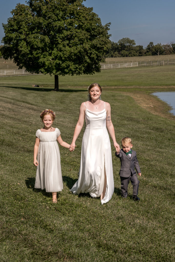 Quinn Wedding -Taneytown Maryland - Bride with Flower Girl & Ring Bearer