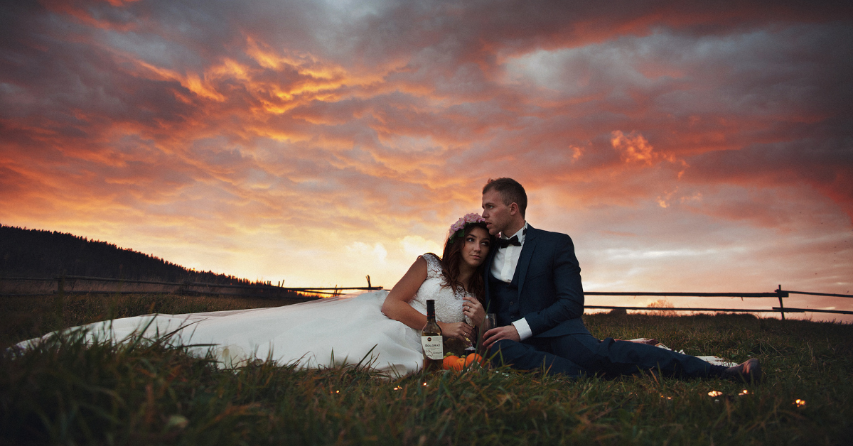 Couple's Sunset Picnic During Their Adventure Wedding in Ashville, NC Jennifer Mummert Photography